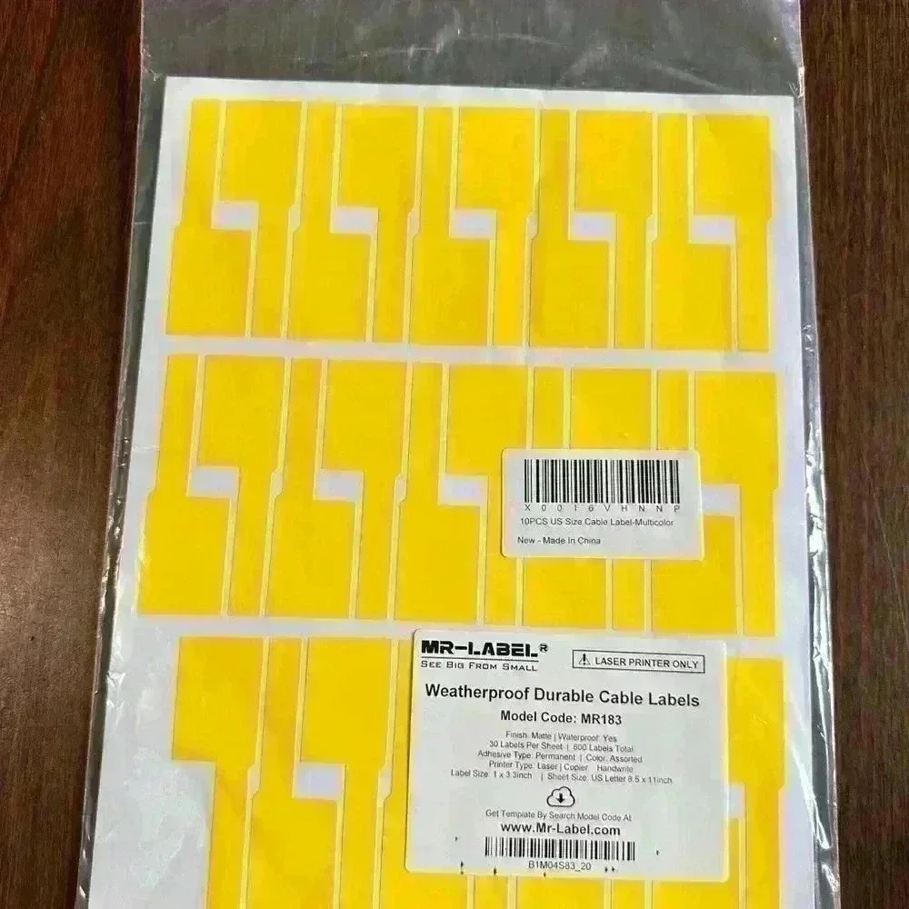 New Mr Label Weatherproof Cable Labels. Various Color. Laser Printer. 600 Labels